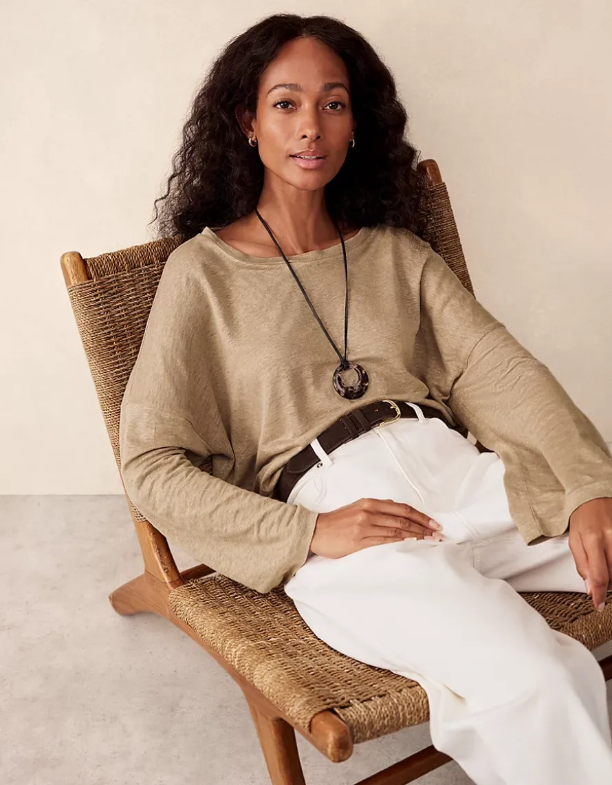 Jersey Linen Oversized Long Sleeve Tee