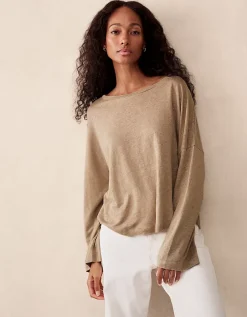 Jersey Linen Oversized Long Sleeve Tee