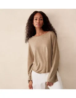 Jersey Linen Oversized Long Sleeve Tee