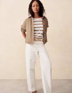 Jersey Linen Oversized Stripe Long Sleeve Tee