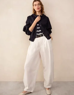 Jersey Linen Oversized Stripe Long Sleeve Tee