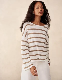 Jersey Linen Oversized Stripe Long Sleeve Tee
