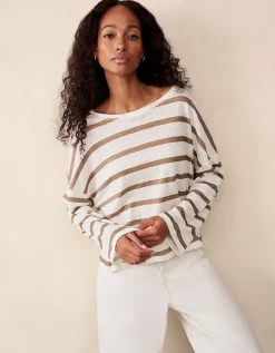 Jersey Linen Oversized Stripe Long Sleeve Tee