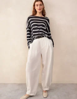 Jersey Linen Oversized Stripe Long Sleeve Tee