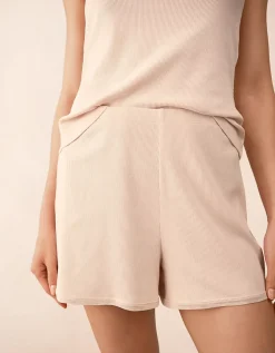 Jersey Ribbed Mesh Trim Shortie Pyjama Set