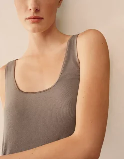 Jersey Ribbed Satin Trim Vest Nightie