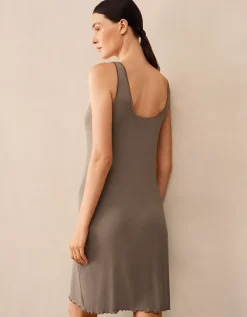 Jersey Ribbed Satin Trim Vest Nightie