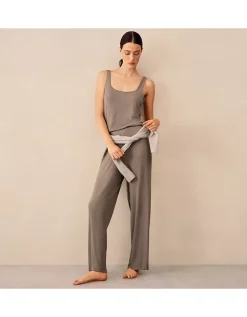 Jersey Ribbed Satin Trim Vest Pyjama Set