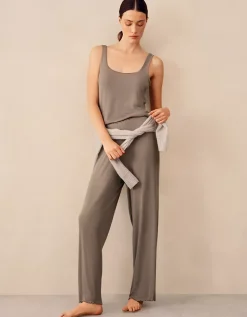 Jersey Ribbed Satin Trim Vest Pyjama Set
