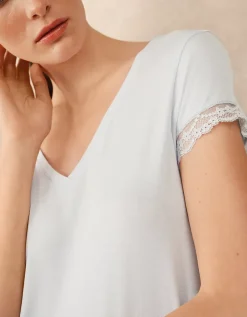 Jersey V-Neck Lace Trim Nightie
