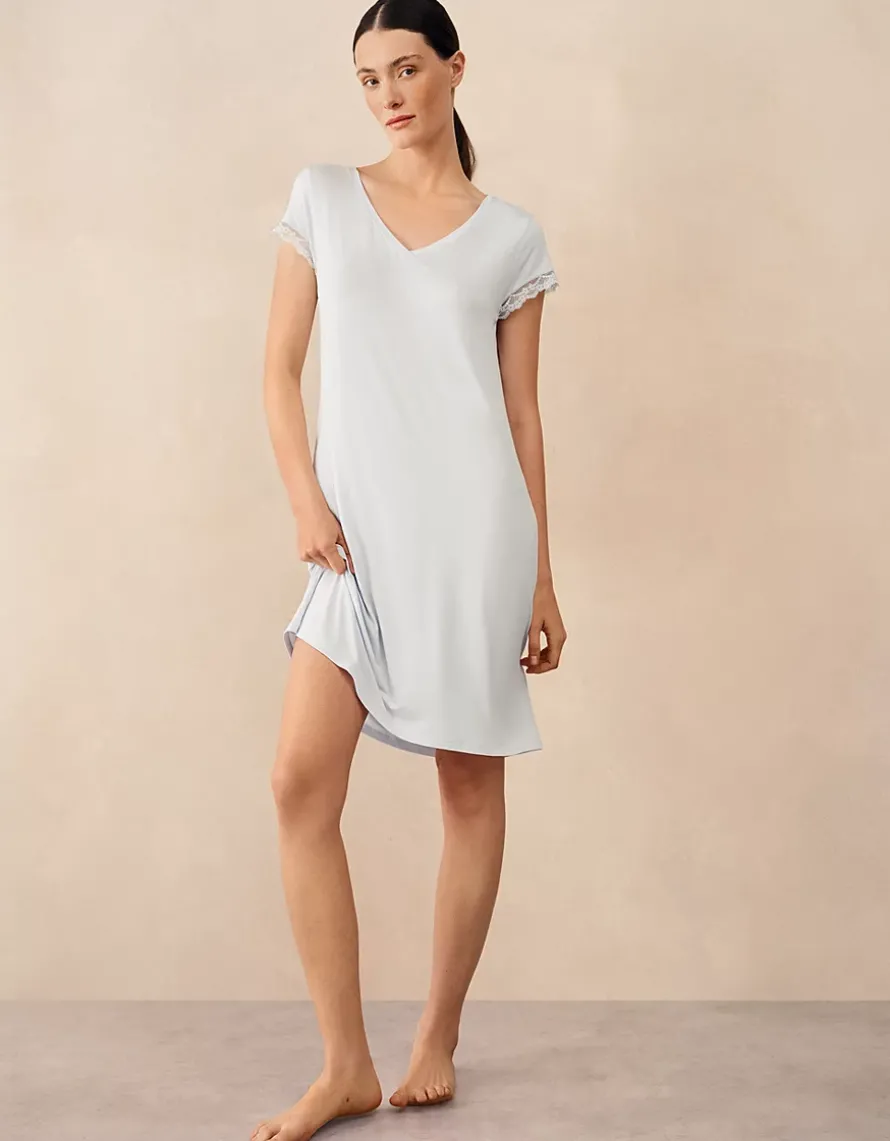 Jersey V-Neck Lace Trim Nightie