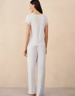 Jersey V-Neck Lace Trim Pyjama Set