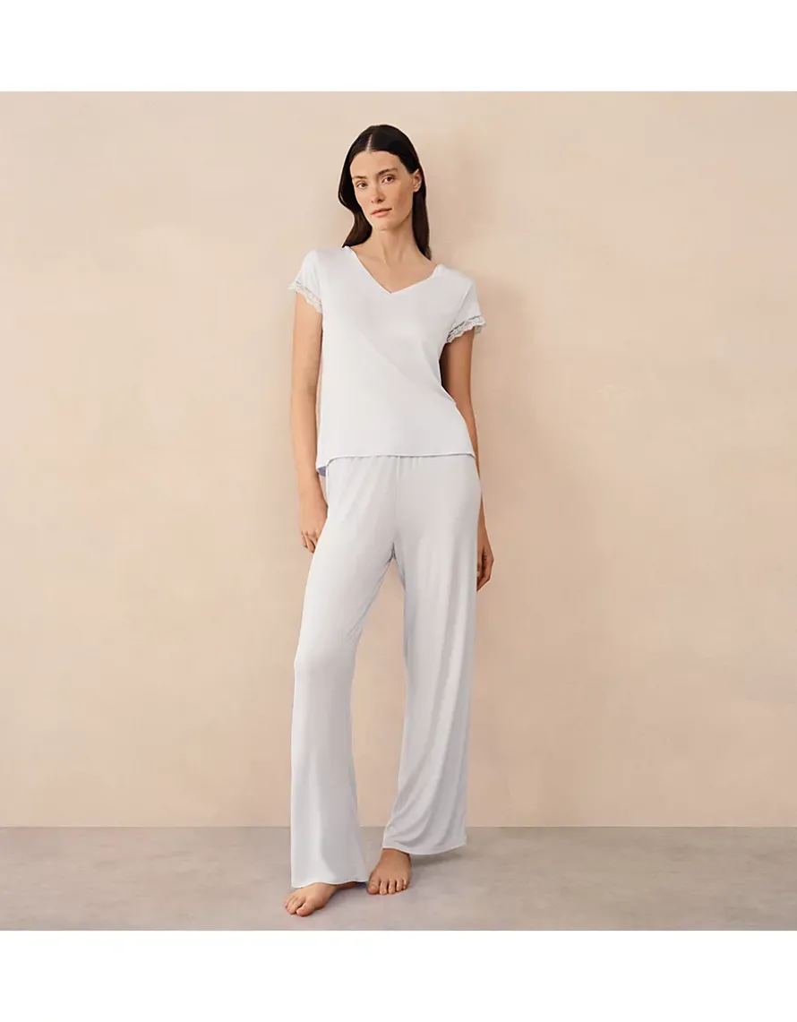 Jersey V-Neck Lace Trim Pyjama Set