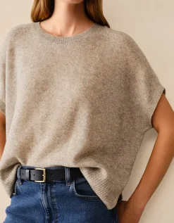 Layering Cashmere Extended Shoulder T-shirt