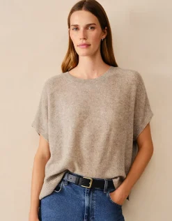 Layering Cashmere Extended Shoulder T-shirt