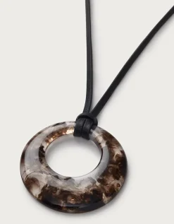 Leather Cord Resin Statement Necklace