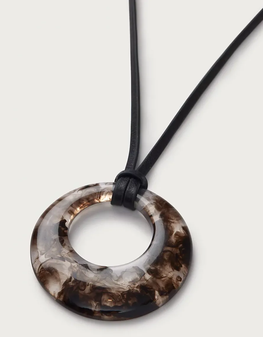 Leather Cord Resin Statement Necklace