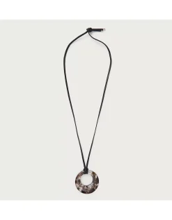 Leather Cord Resin Statement Necklace