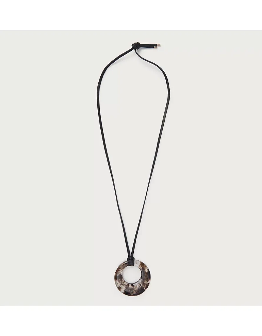 Leather Cord Resin Statement Necklace