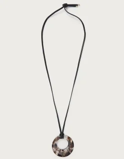 Leather Cord Resin Statement Necklace