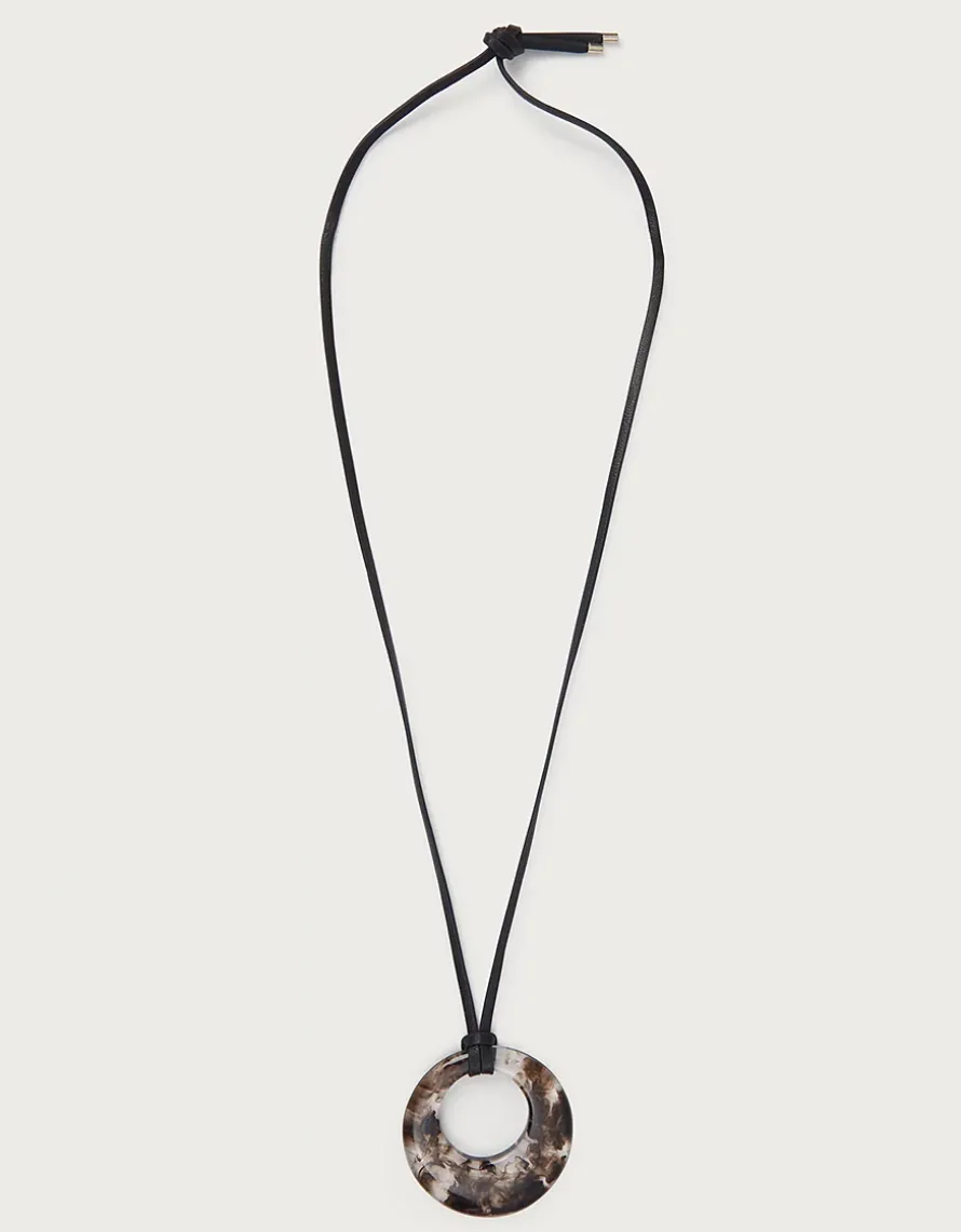 Leather Cord Resin Statement Necklace