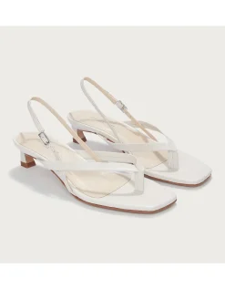 Leather Kitten Heel Toe Post Sandals