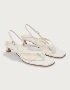 Leather Kitten Heel Toe Post Sandals