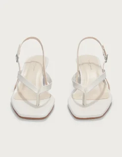 Leather Kitten Heel Toe Post Sandals