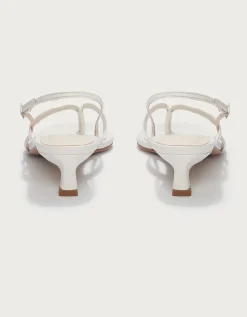 Leather Kitten Heel Toe Post Sandals