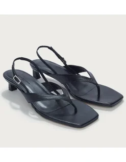 Leather Kitten Heel Toe Post Sandals