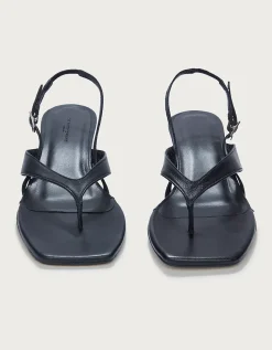 Leather Kitten Heel Toe Post Sandals