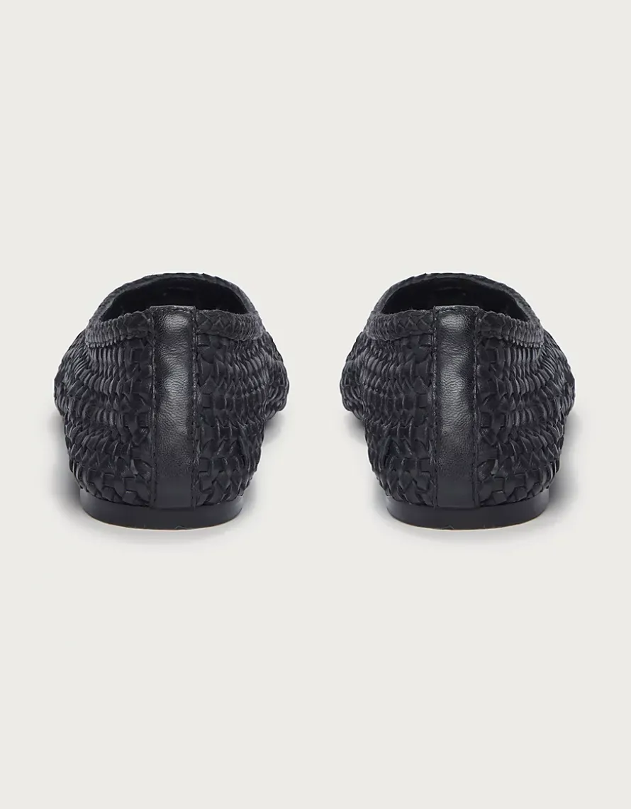 Leather Woven Ballet Pumps