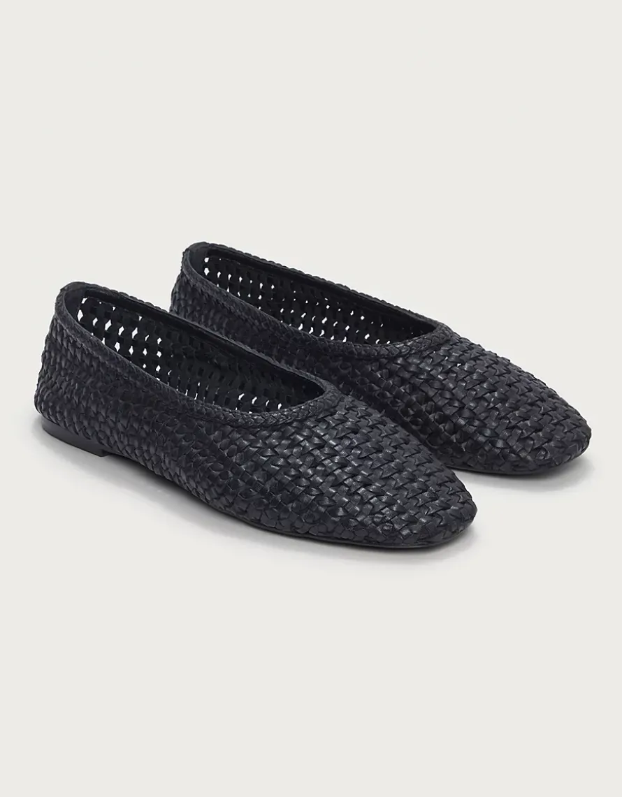 Leather Woven Ballet Pumps