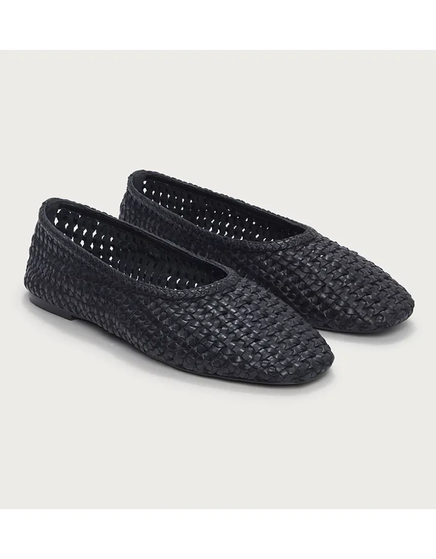 Leather Woven Ballet Pumps