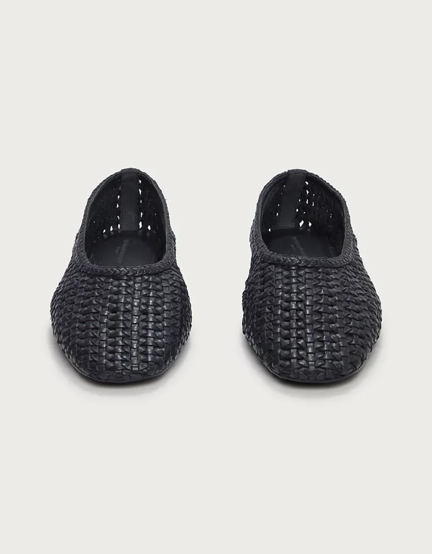 Leather Woven Ballet Pumps