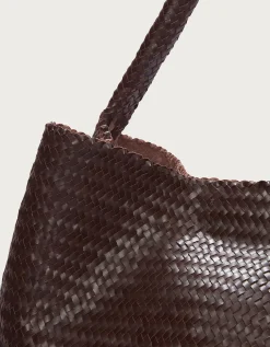 Leather Woven Oversized Shoulder Bag