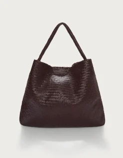 Leather Woven Oversized Shoulder Bag