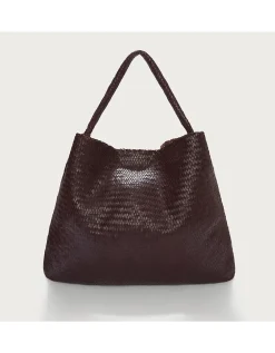 Leather Woven Oversized Shoulder Bag