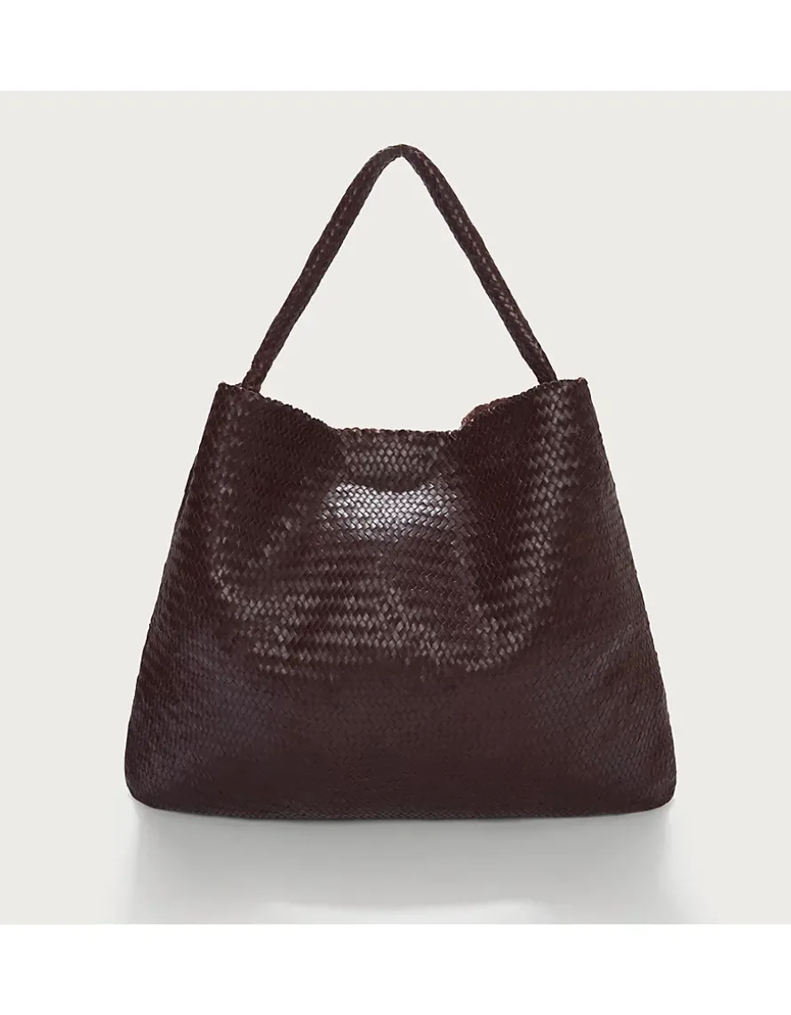 Leather Woven Oversized Shoulder Bag