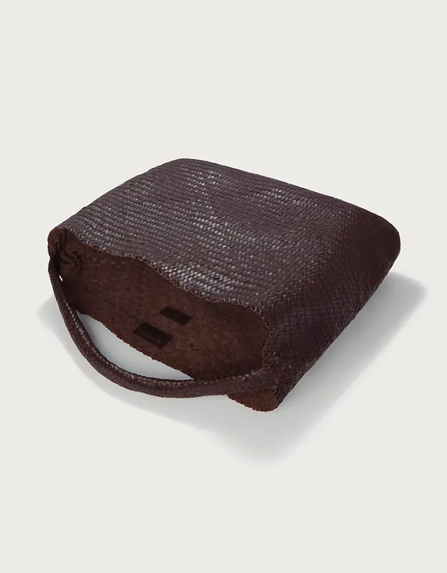 Leather Woven Oversized Shoulder Bag