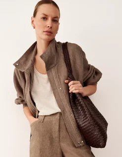 Leather Woven Oversized Shoulder Bag
