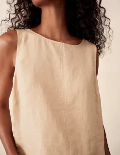 Linen Button Back Shell Top