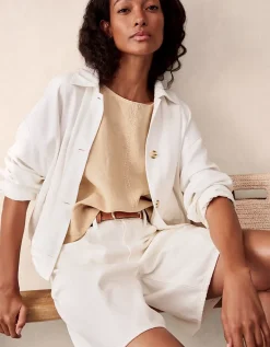 Linen Button Back Shell Top
