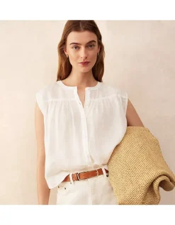 Linen Button Through Boho Shell Top