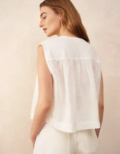 Linen Button Through Boho Shell Top