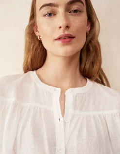 Linen Button Through Boho Shell Top