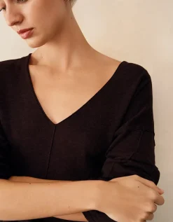 Linen Cotton Deep V-Neck Jumper