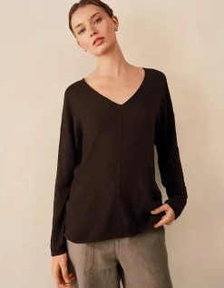 Linen Cotton Deep V-Neck Jumper
