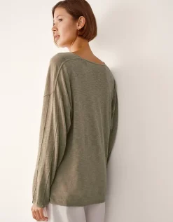 Linen Cotton Deep V-Neck Jumper