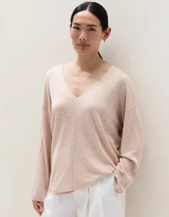 Linen Cotton Deep V-Neck Jumper